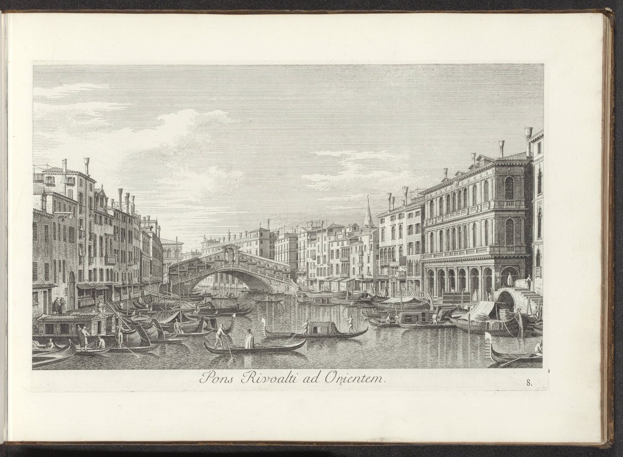 Nachází se na Canal Grande en de Rialtobrug te Benátky Rivoalti Bridge to the East (název na objektu) Nejznámější pohledy na město Benátky z 38 panelů Antonius Canal, vytištěných na mosazi Antoniem Vissentinim, rozdělených do tří částí. druhá část (ser od Antonio Visentini