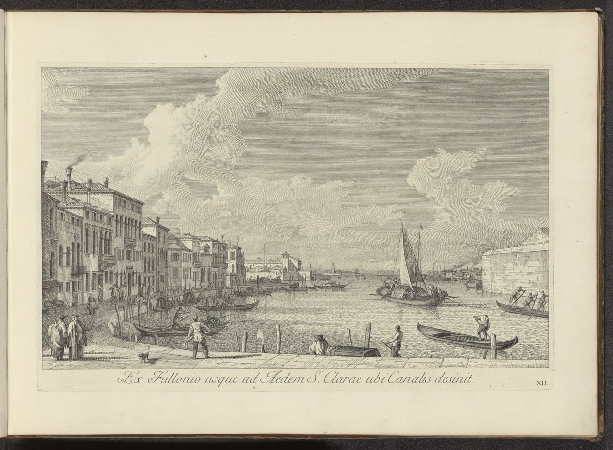 Podívejte se na Canal Grande en de kerk de Santa Chiara te Benátky Z prádelny do domu svaté Kláry, kde kanál končí (název na objektu) Nejznámější pohledy na město Benátky, z 38. panelů Antoniova kanálu, vytištěné mosazí Antoniem Vissentinim v r. od Antonio Visentini