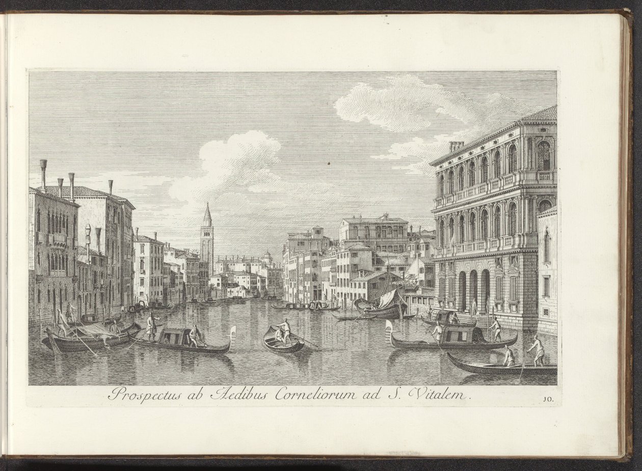 Podívejte se na Canal Grande en de toren van de San Vitale te Benátky Pohled z domu Cornelius na St. Vital (titul na objektu) Nejznámější pohledy na město Benátky, z 38 panelů Antonius Canal, vytištěných ve dřevě Antoniem Vissentinim od Antonio Visentini