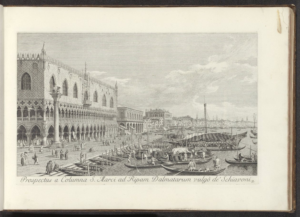 Hoek van het San Marcoplein s Dogepaleis en de zuil s de Leeuw van Venetië Pohled od sloupu svatého Marka na Bank of Dalmatia vulgò de