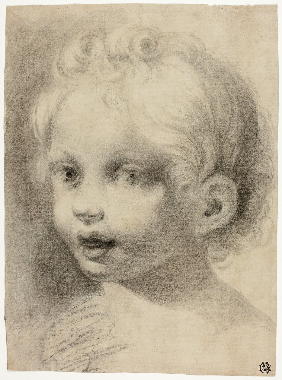 Dětská hlava (Recto) Nahá mužská postava (Verso) od Antonio da Correggio
