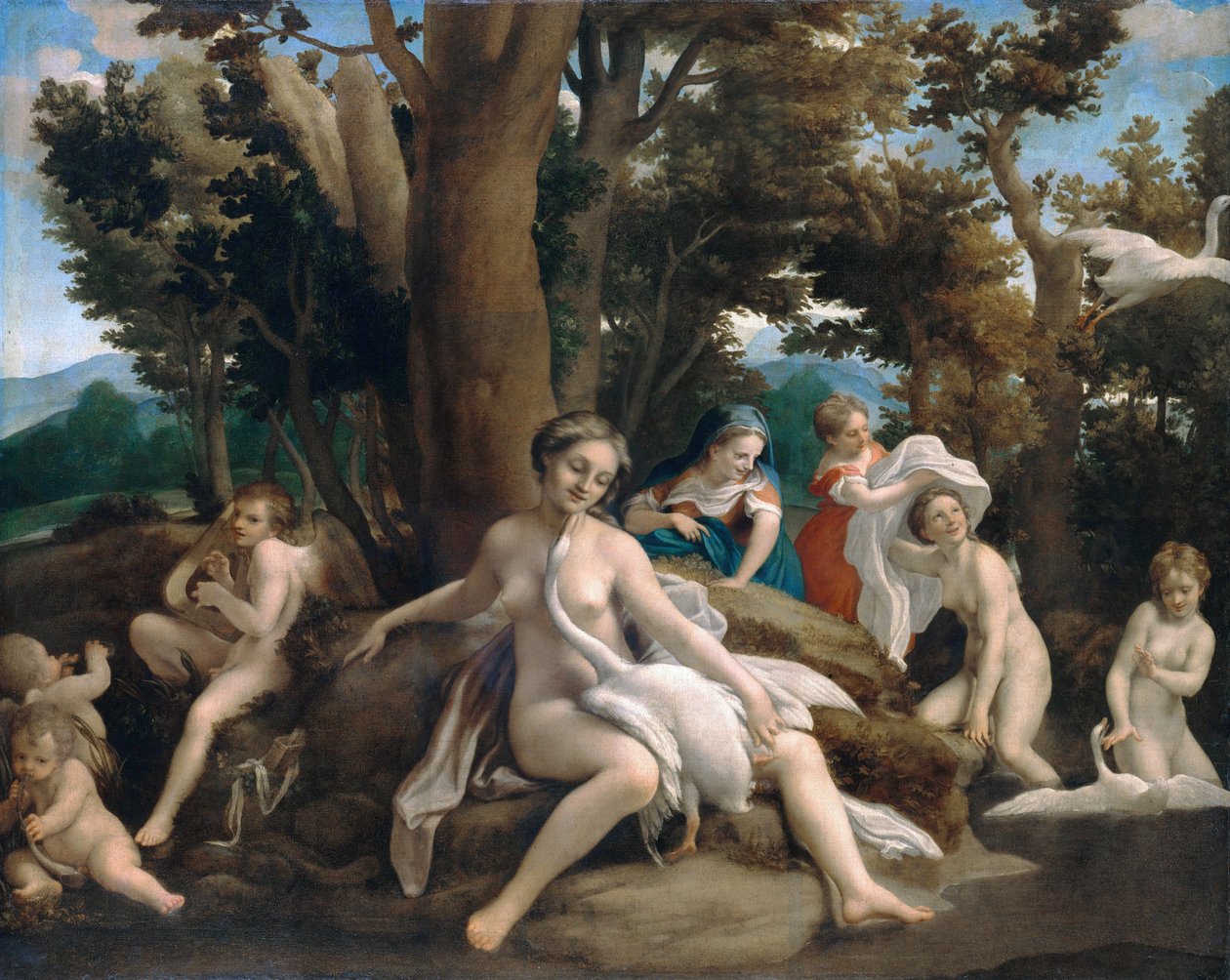 Leda a labuť od Antonio da Correggio