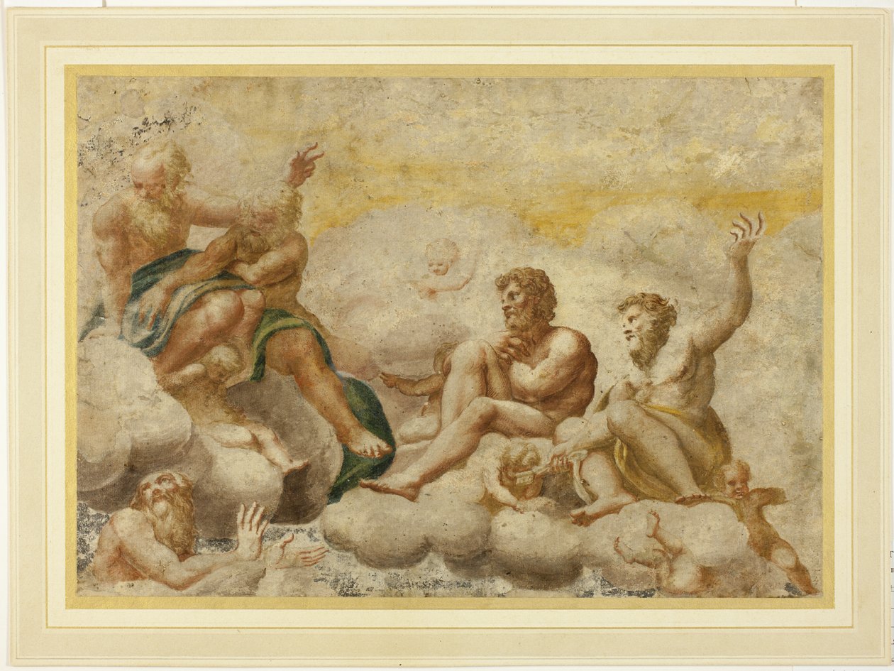 Svatý Petr a další sedící apoštolové, níže svatý Jan Evangelista od Antonio da Correggio