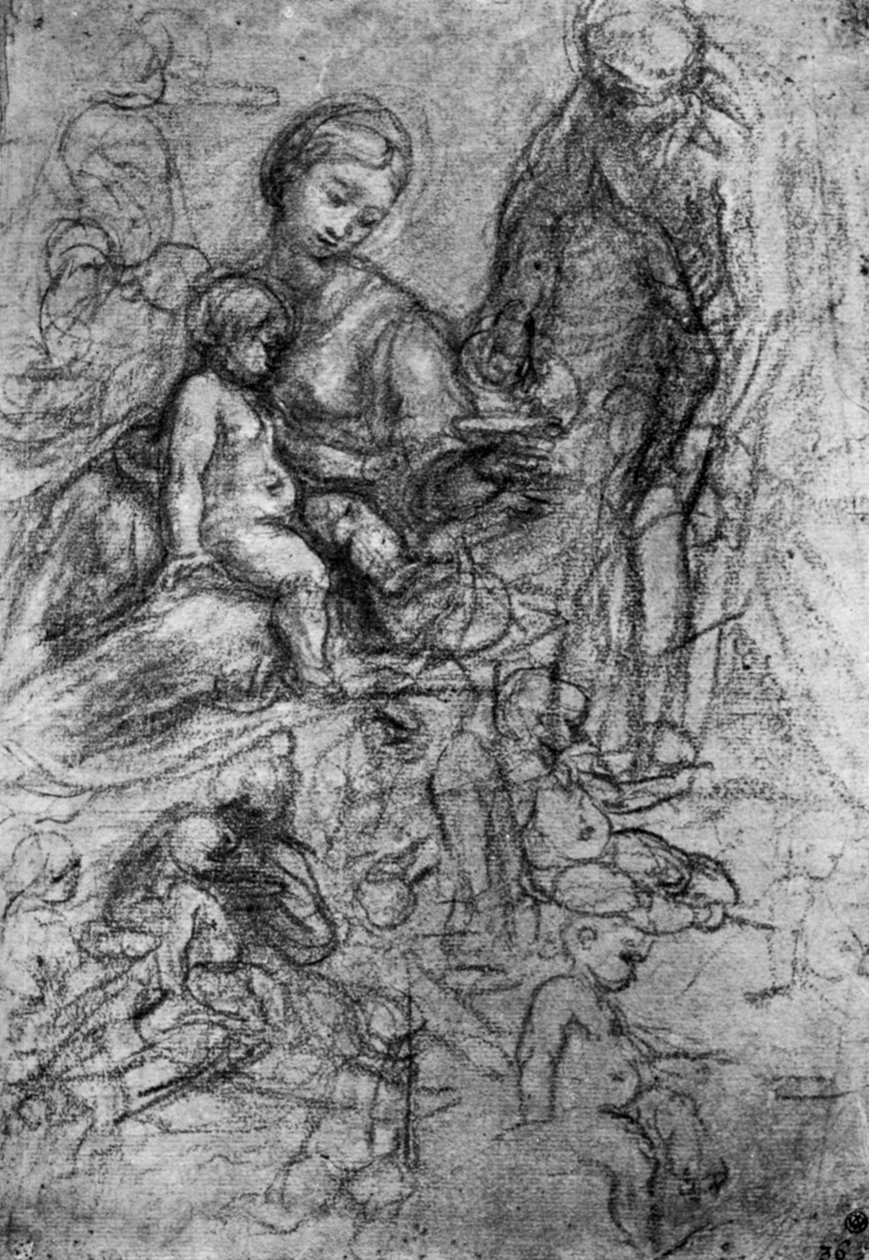 Náčrtky pro svatou rodinu, Allegri Da Correggio, 1913. od Antonio da Correggio