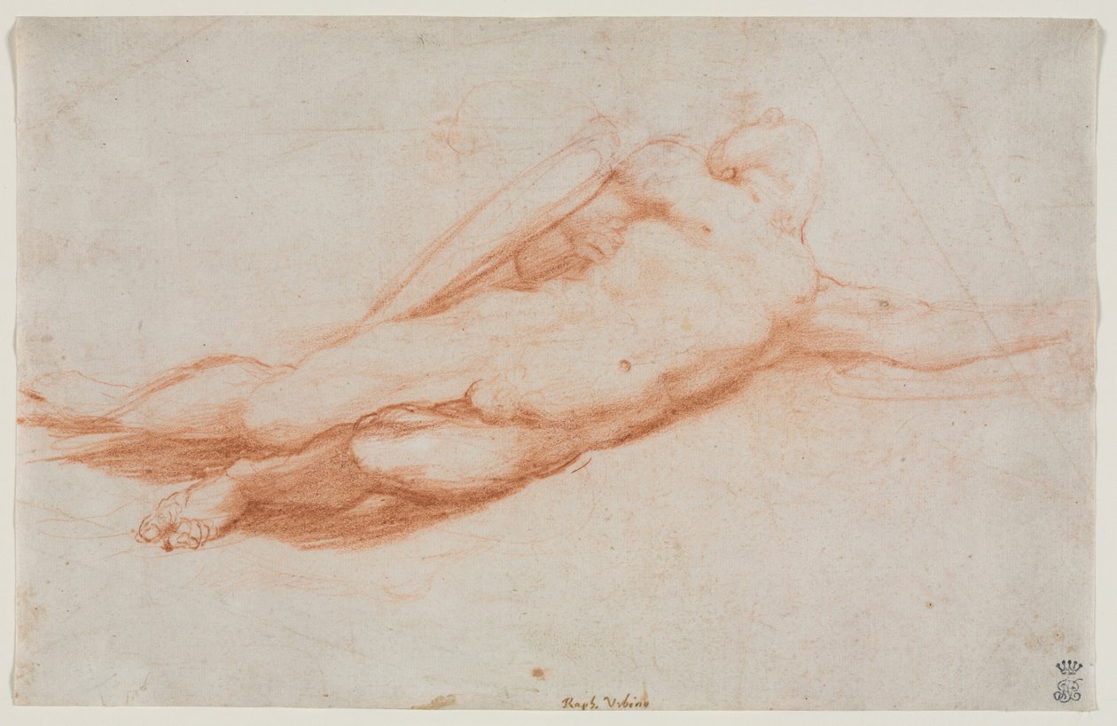 Studie padlého vojáka, možná konverze Saula recto..., c. 1525. od Antonio da Correggio