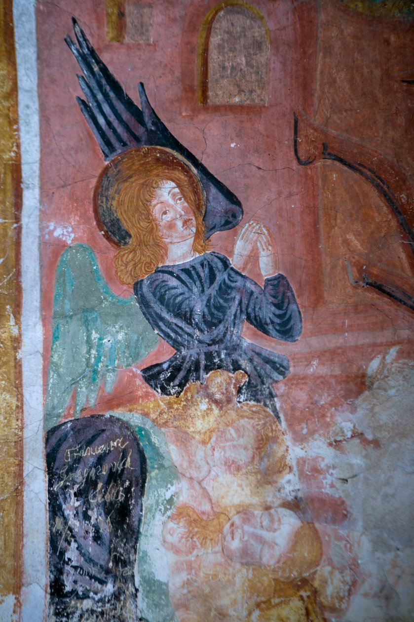 Detail anděla (freska) od Antonio da Padova