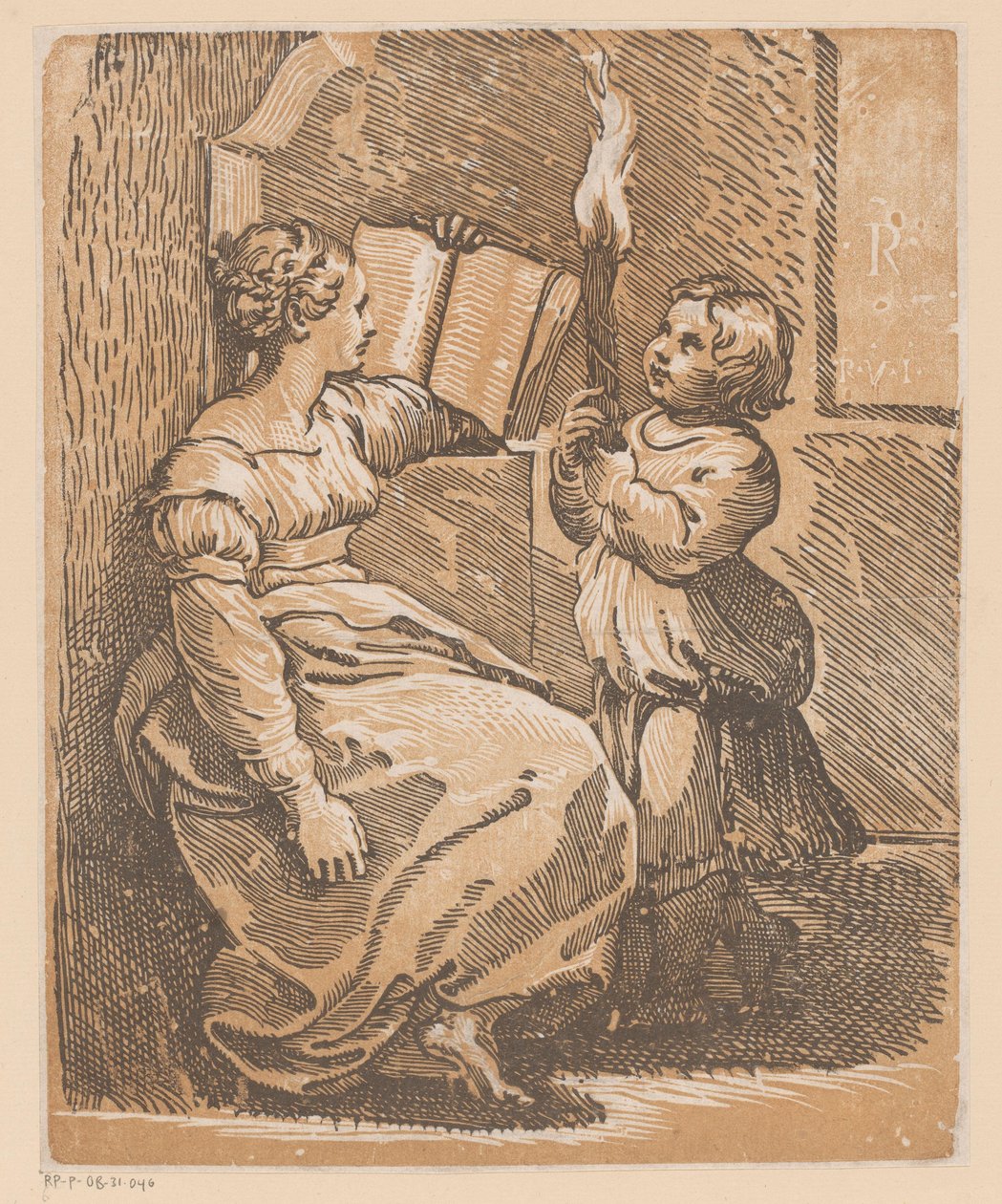 Čtení Sibyly s dítětem od Antonio da Trento (attributed to)