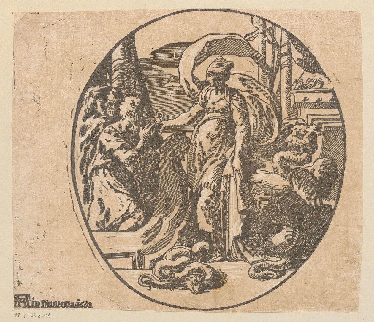 Odysseus na ostrově Circe od Antonio da Trento (possibly)