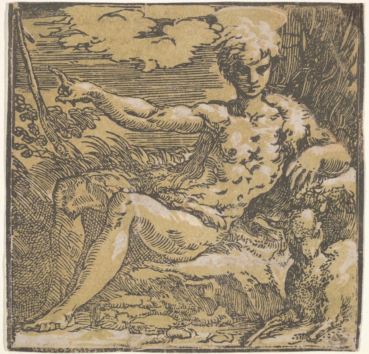 Svatý Jan Křtitel na poušti, beránek po boku, ca. 1527-30. od Antonio da Trento