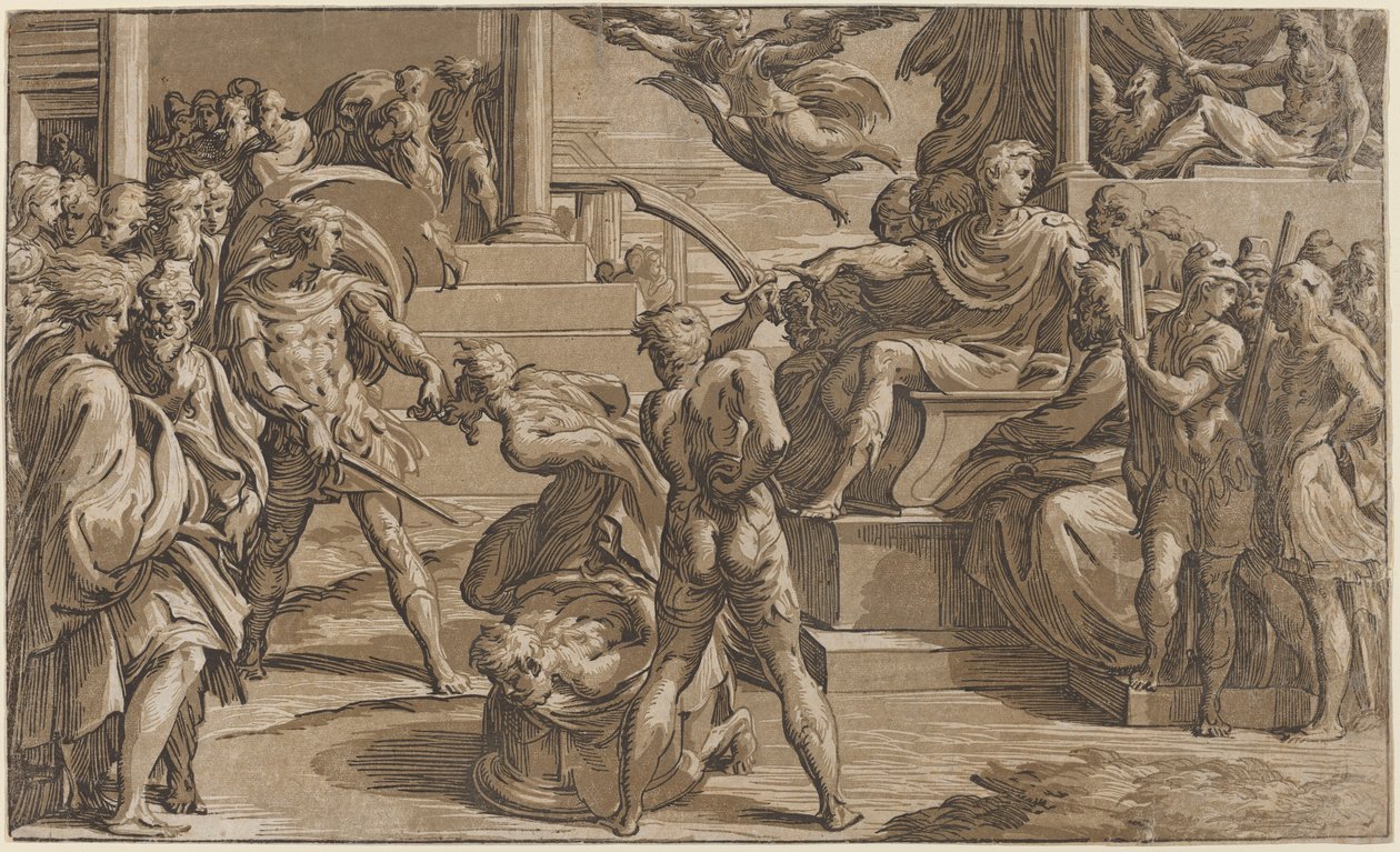 Umučení svatých Petra a Pavla od Antonio da Trento, after Parmigianino