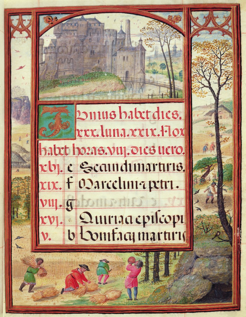 Měsíc červen, miniatury z „Knihy hodin Doma Manuela“, 1517-38 (tempera na pergamenu) od Antonio de Hollanda