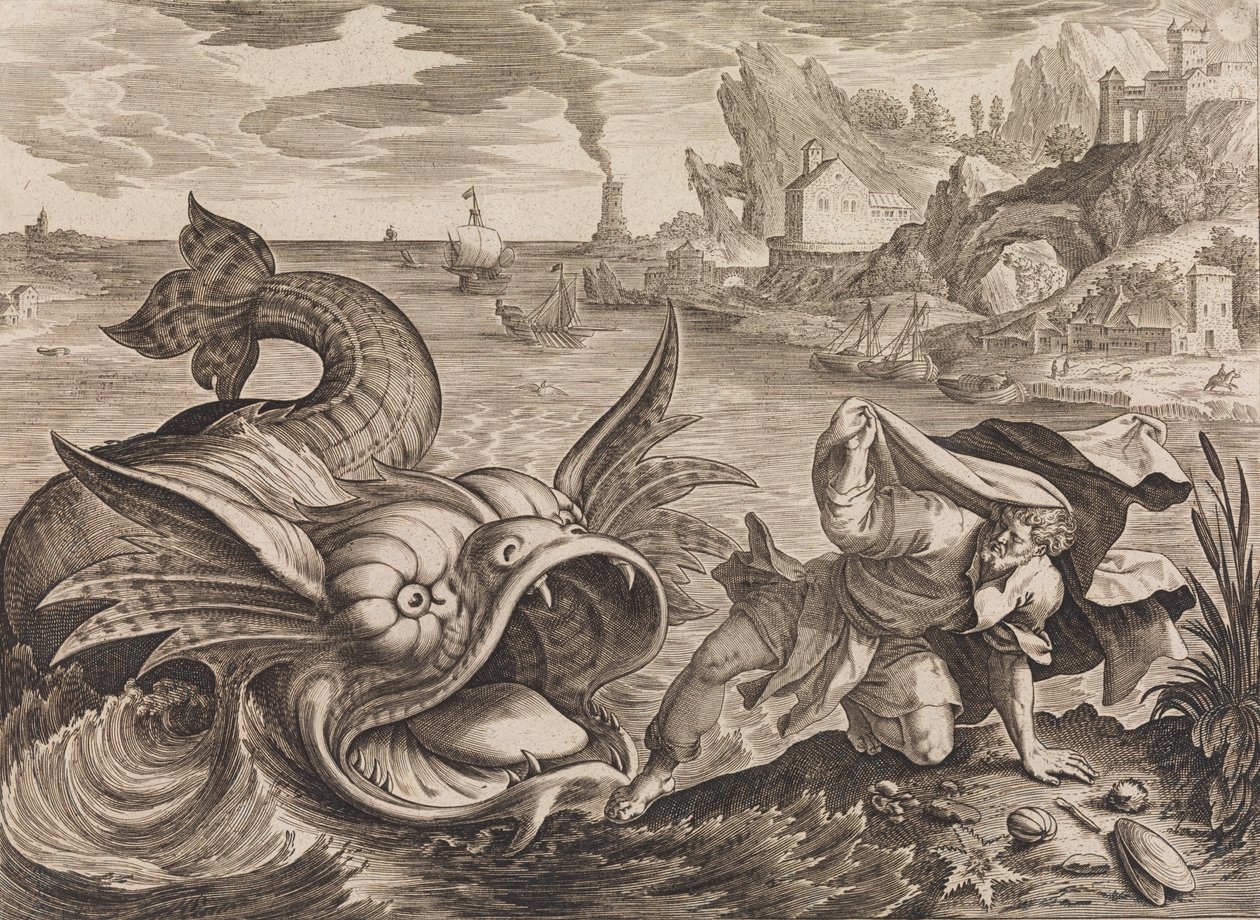 Jonah Cast on Shore by the Fish, ca. 1585 od Antonius Wierix