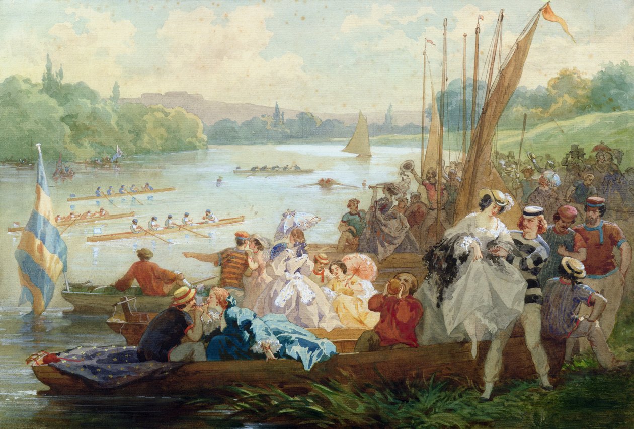 Regatta v Asnieres během Druhého císařství (wc und kvaš na papíře) od Antony Paul Emile Morlon