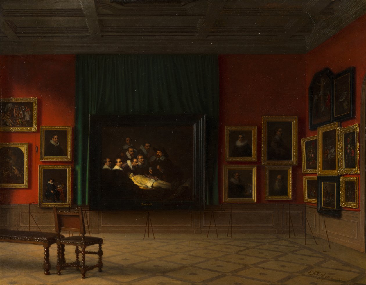 Interiér Rembrandtova pokoje na Mauritshuis v roce 1884 od Antoon Francois Heyligers