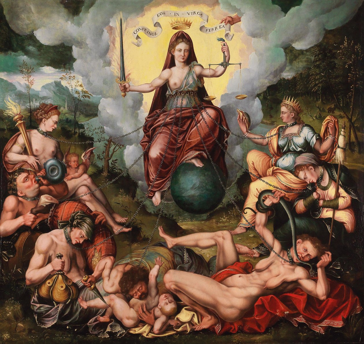 Justitia porazí sedm smrtelných hříchů, ca. 1600. od Antoon Claeissens