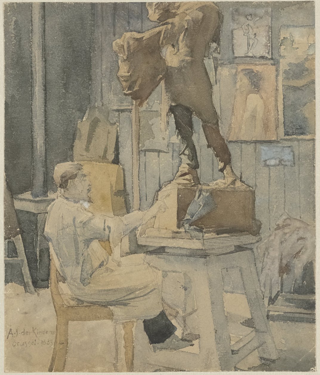 Jan Toorop v ateliéru sochaře od Antoon Derkinderen