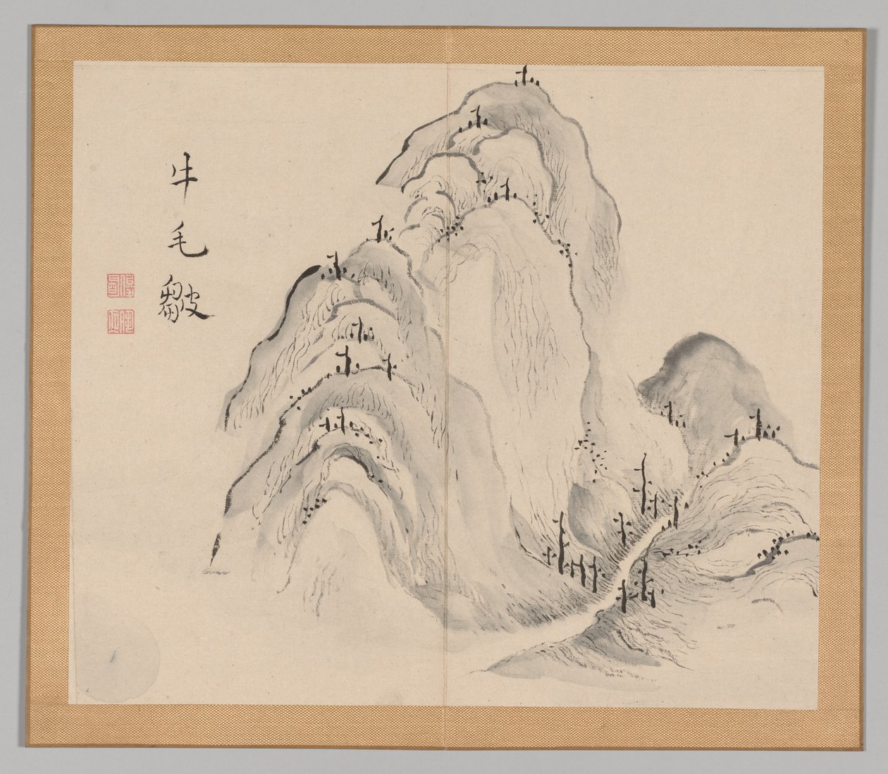 Dvojalbum krajinářských studií podle Ikeno Taiga, svazek 1 list 15, 18. století. od Aoki Shukuya