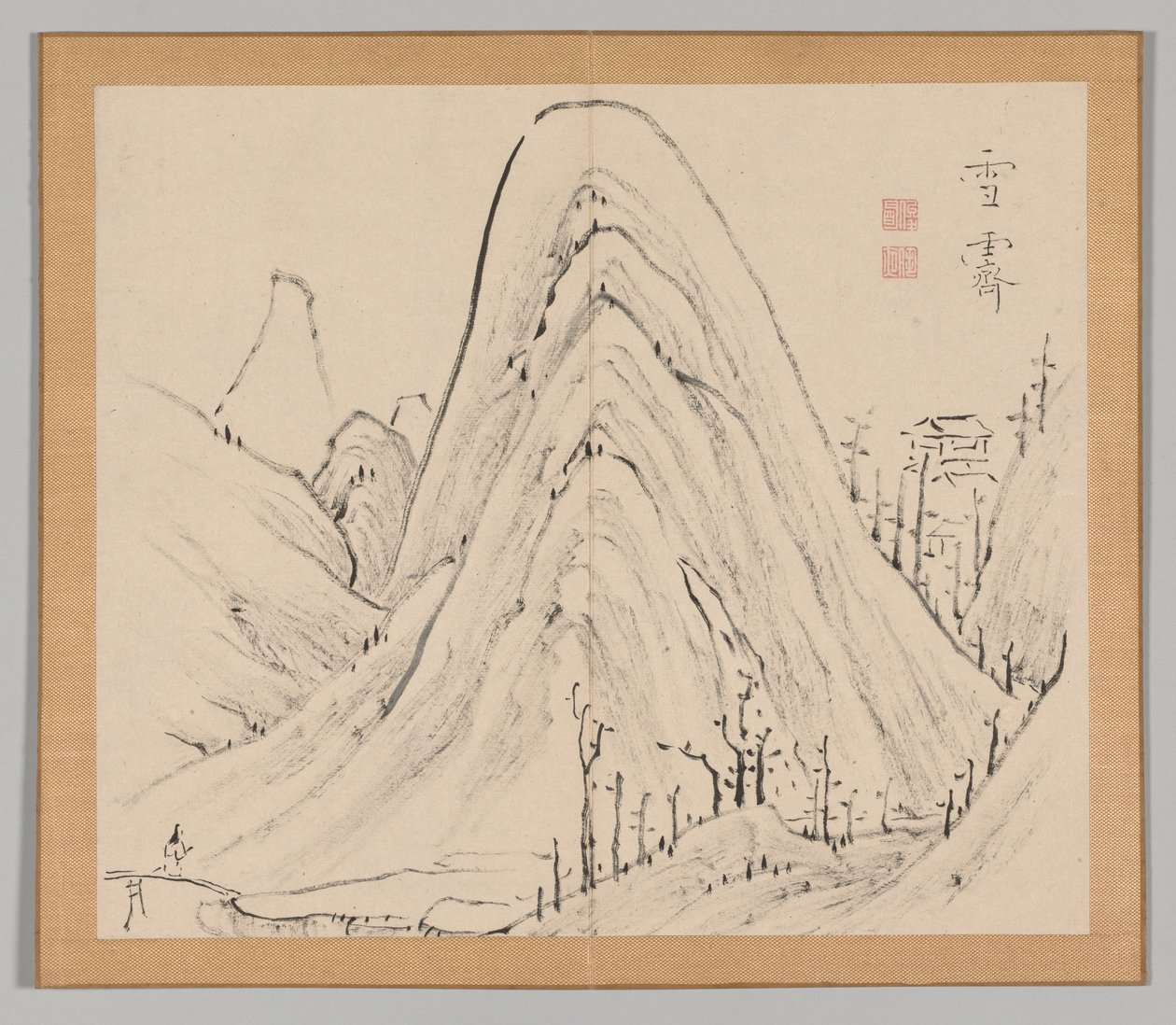 Dvojalbum krajinných studií podle Ikeno Taiga, svazek 1 list 33, 18. století. od Aoki Shukuya