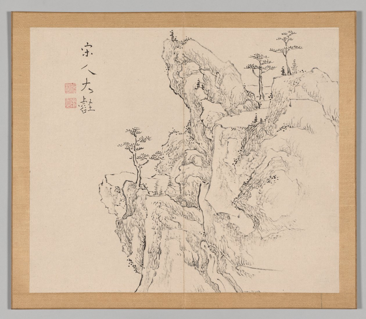 Dvojalbum krajinářských studií podle Ikeno Taiga, svazek 2 list 1, 18. století. od Aoki Shukuya