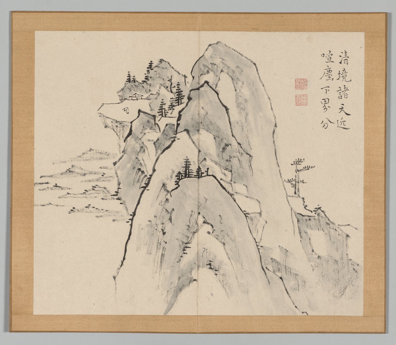 Dvojalbum krajinářských studií podle Ikeno Taiga, svazek 2 list 33, 18. století. od Aoki Shukuya