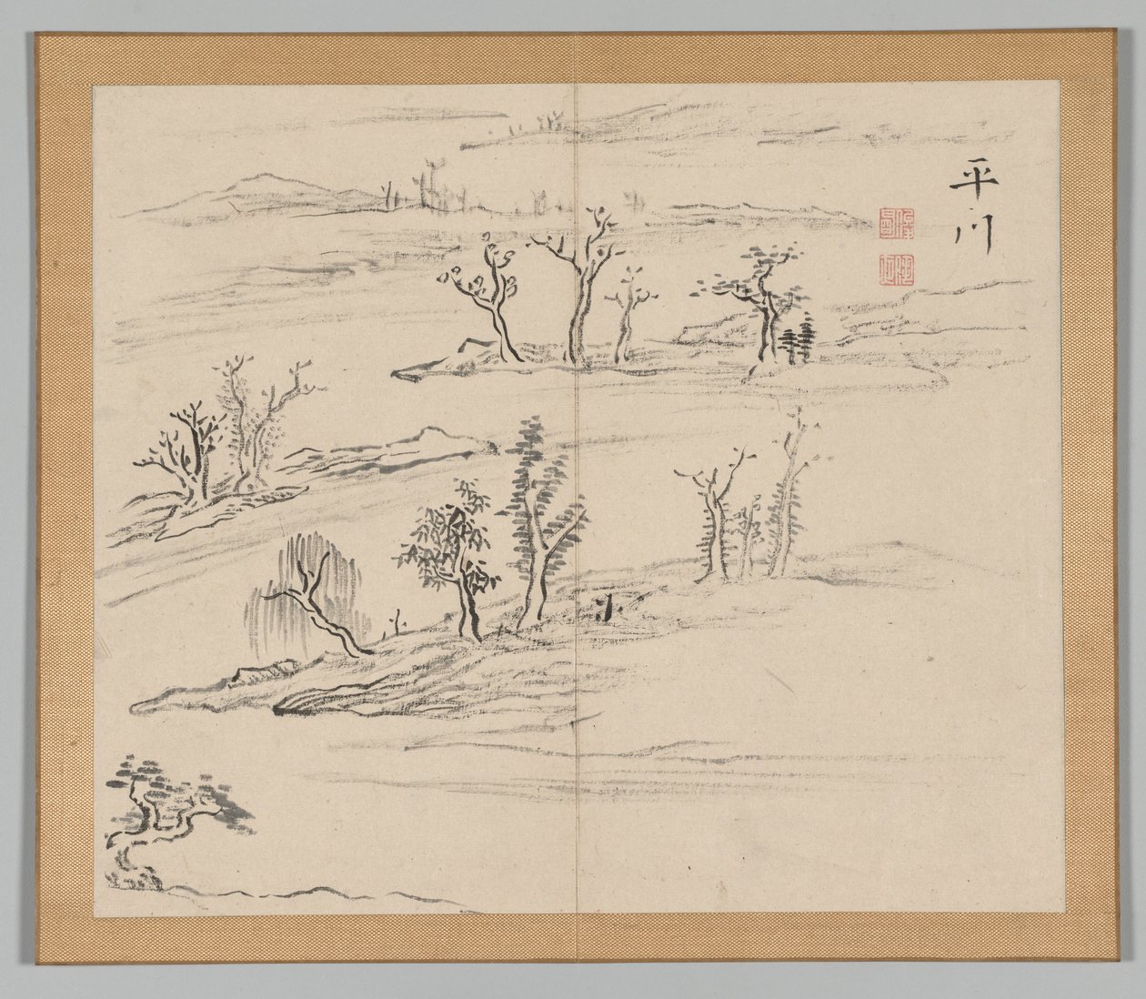 Dvojalbum krajinářských studií podle Ikeno Taiga, svazek 2 list 9, 18. století. od Aoki Shukuya
