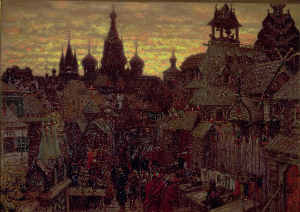 Moskva 17. století, ulice v Kitaj Gorodě, 1900 od Apollinari Mikhailovich Vasnetsov
