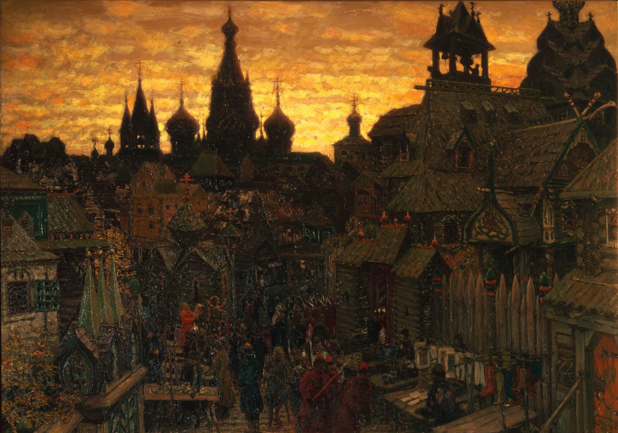 Starověká Moskva. Ulice v Kitay-gorod v 17. století, 1900 od Apollinari Mikhailovich Vasnetsov
