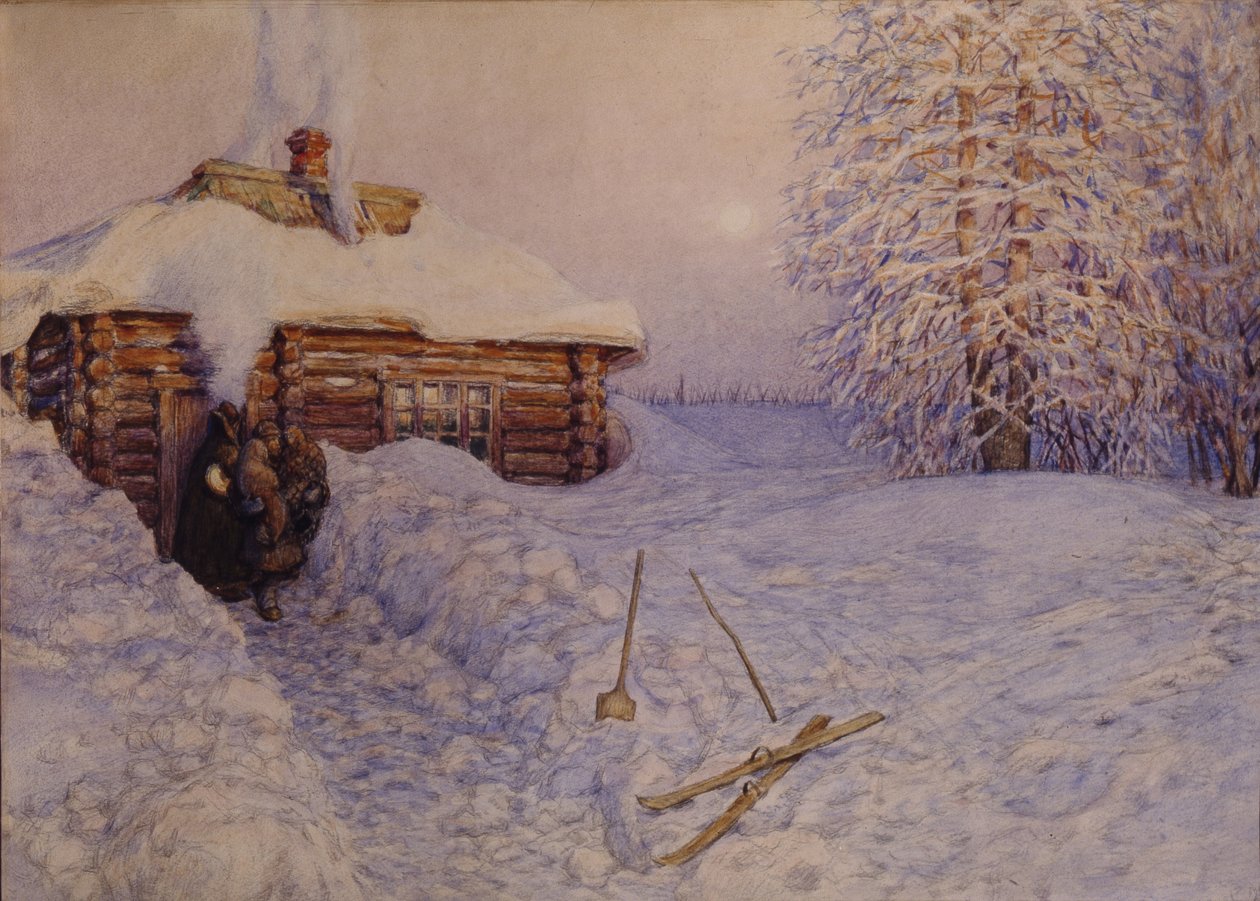 Banya v zimě, 1919 od Apollinari Mikhailovich Vasnetsov