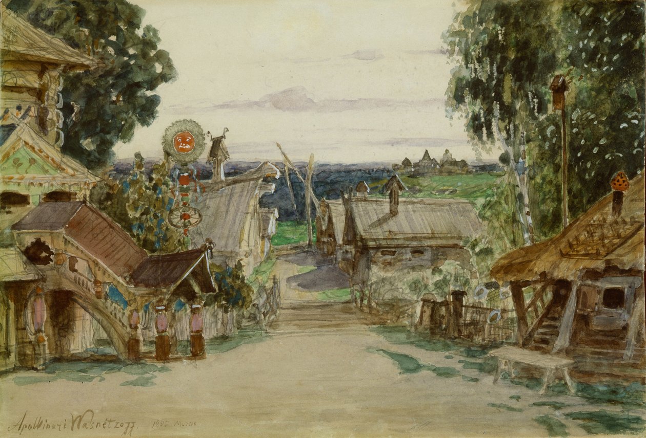 Berendejevka. Scénický návrh k opeře Sněhurka N. Rimského-Korsakova, 1895 od Apollinari Mikhailovich Vasnetsov
