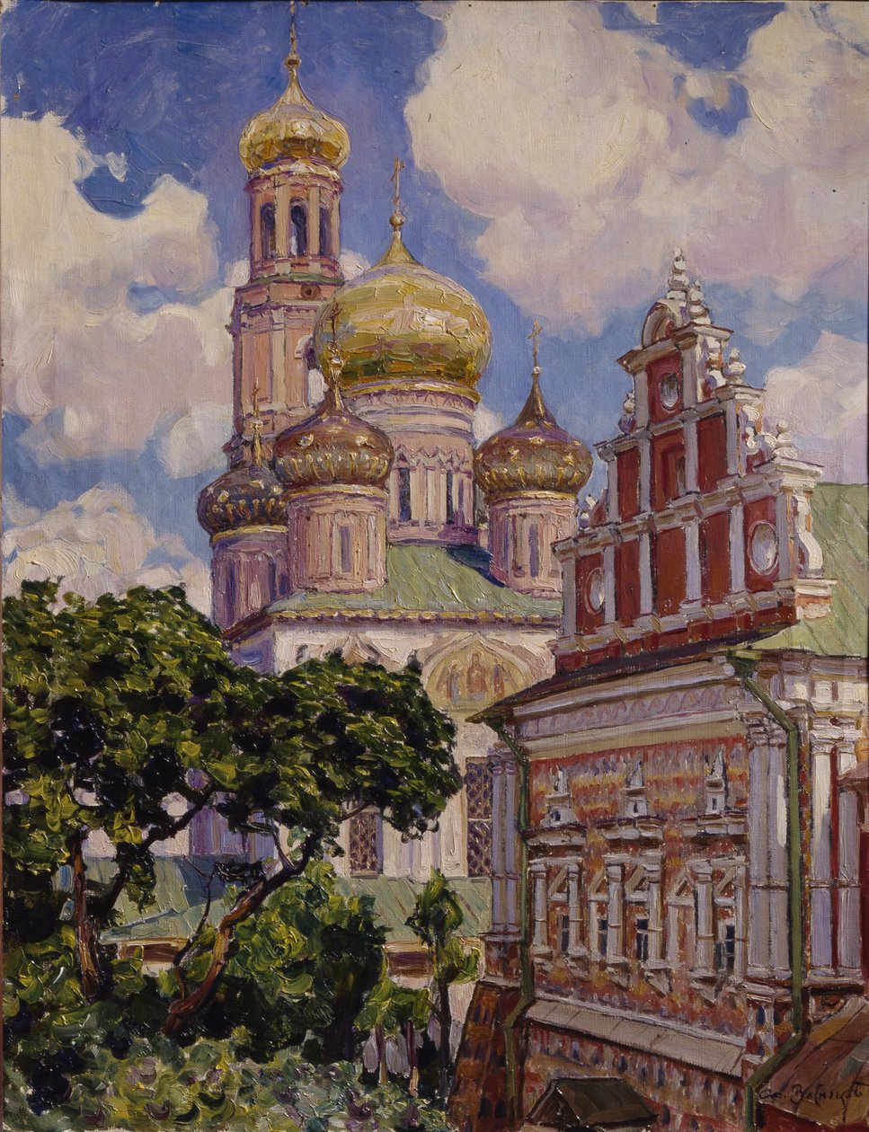 Mraky a zlaté kopule. Simonovský klášter, 1927 od Apollinari Mikhailovich Vasnetsov