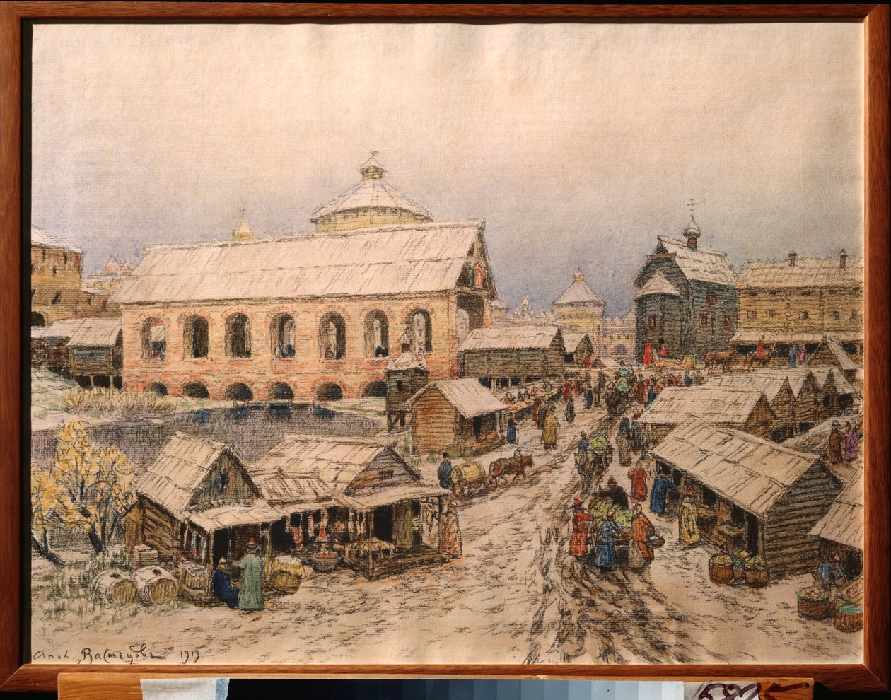 Moskva 17. století, Most vzkříšení - dílo Appolinariho Michajloviče Vasněcova (1856-1933), akvarel a uhel na papíře od Apollinari Mikhailovich Vasnetsov