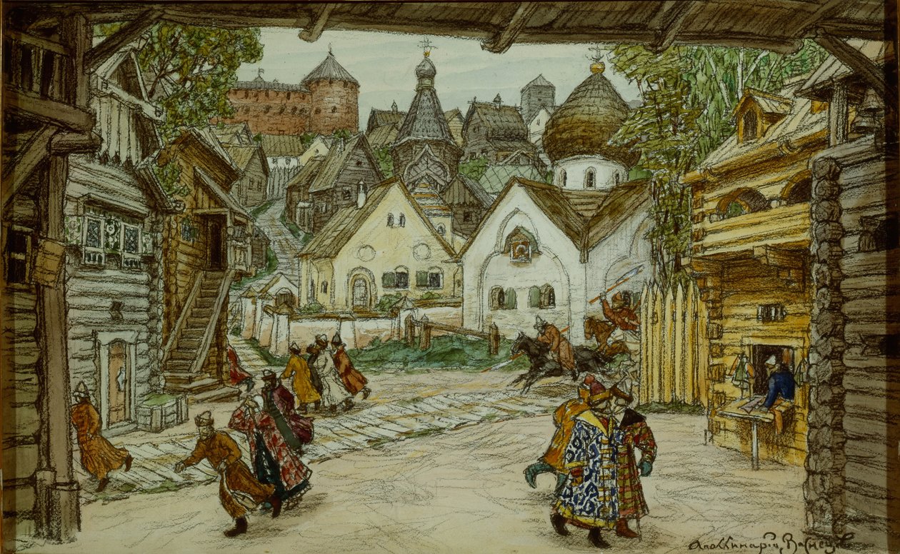 Scénografie k opeře The Oprichnik The Guardsman od Petra Čajkovského, 1911 od Apollinari Mikhailovich Vasnetsov