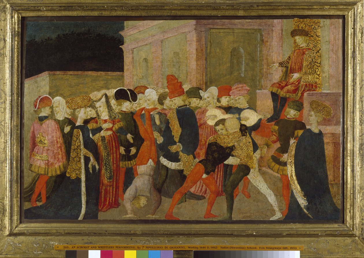 Účinkující akrobat a zápasníci, 15. století (tempera na panelu) od Apollonio di Giovanni di Tommaso