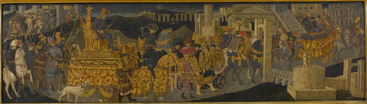 Triumf Scipio Africanus (tempera se zlatem a stříbrem na panelu) od Apollonio (studio of) & Marco del Buono (1402 89)
