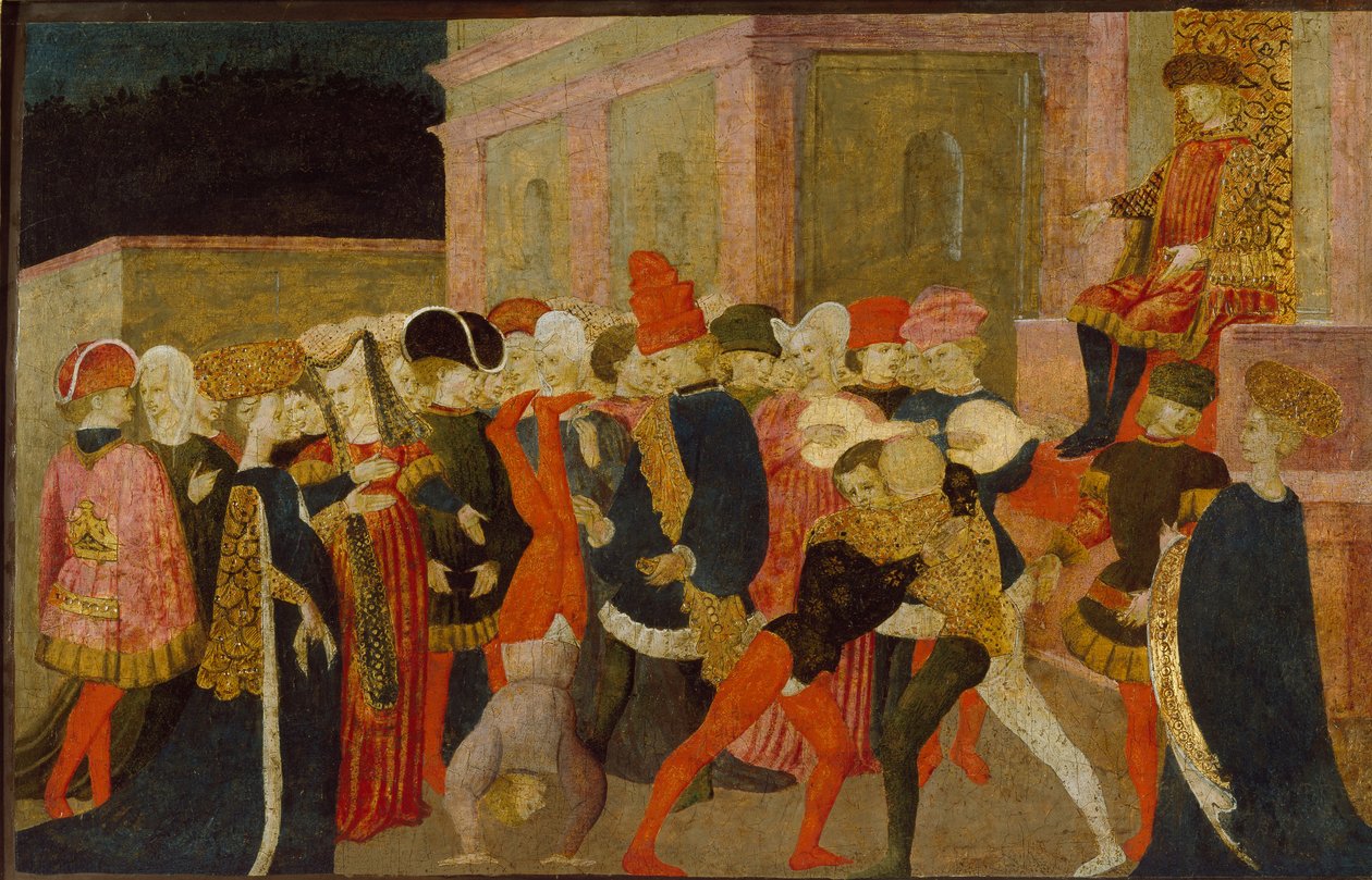 Znásilnění sabinek, 15. století od Apollonio di Giovanni di Tommaso