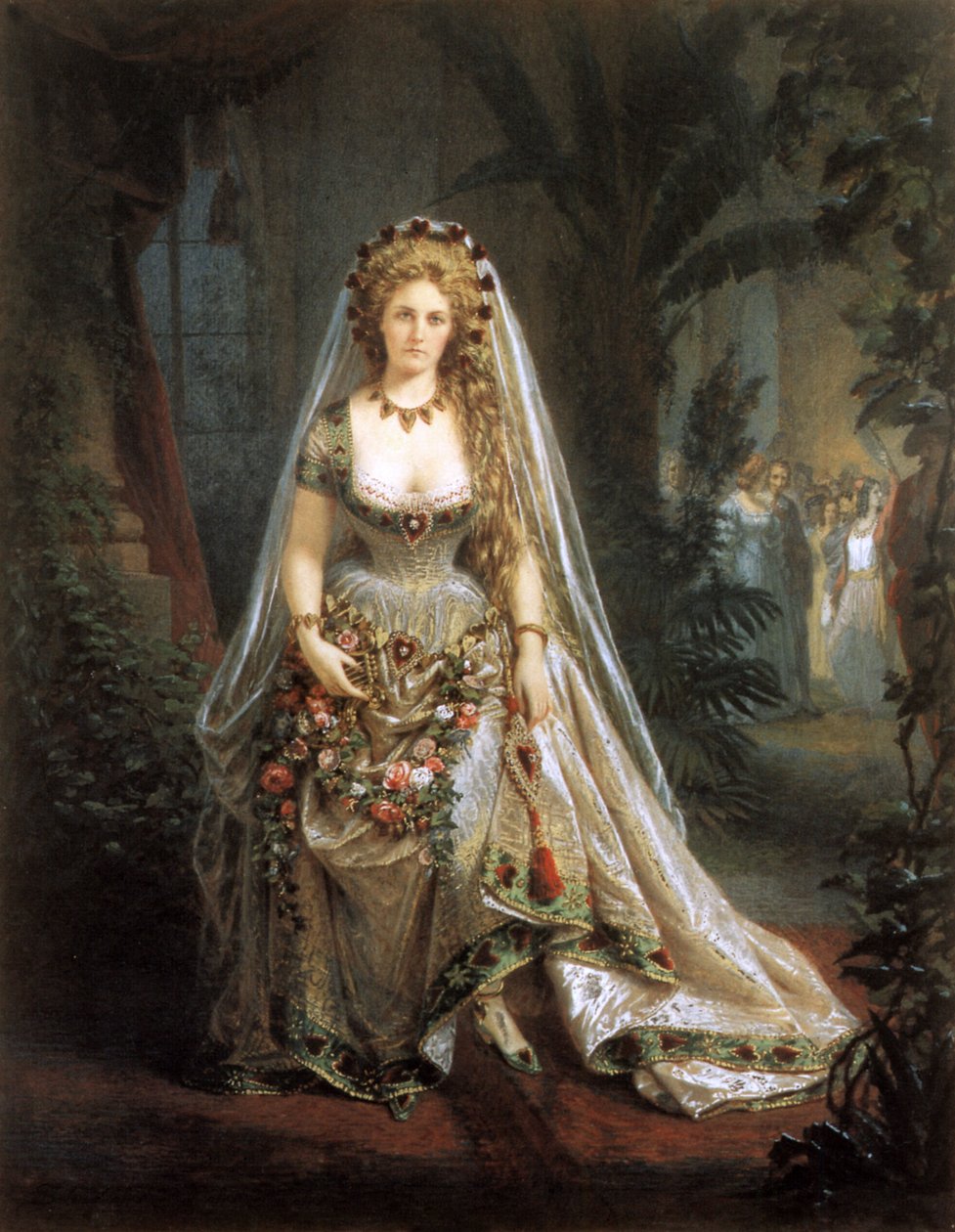 Hraběnka z Castiglione jako královna srdcí, podle fotografie Pierra-Louise Piersona (1822-1913) 1861-63 (tisk ze slaného papíru přetřený kvašem) od Aquilin Schad