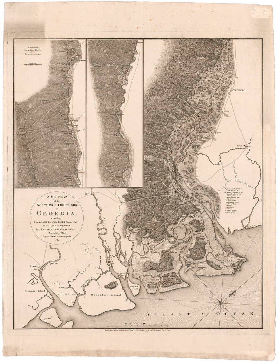 Mapa severních hranic Georgie od Campbella od Archibald (after) Campbell