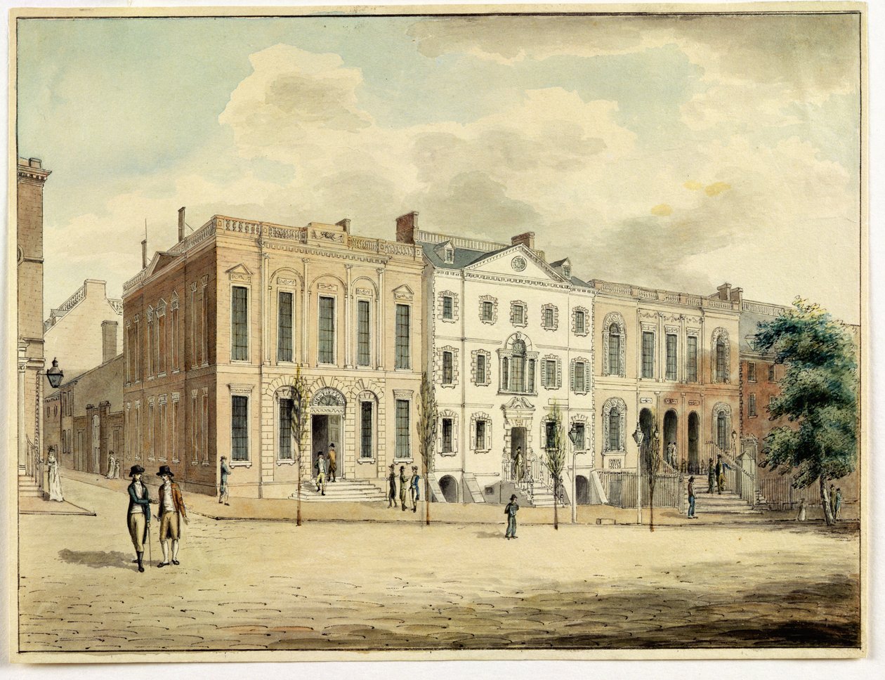 Severovýchodní roh Wall a William Street, New York City, 1798 (wc a inkoust na papíře) od Archibald Robertson