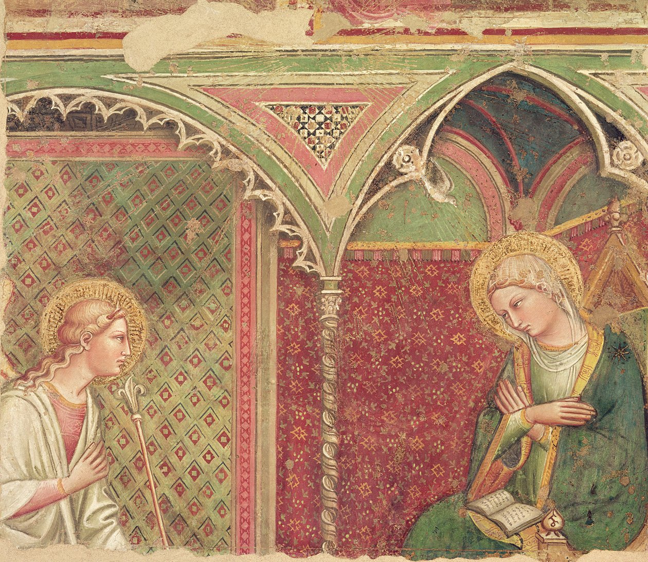 Detail Zvěstování, kolem roku 1370 od Aretino Luca Spinello or Spinelli