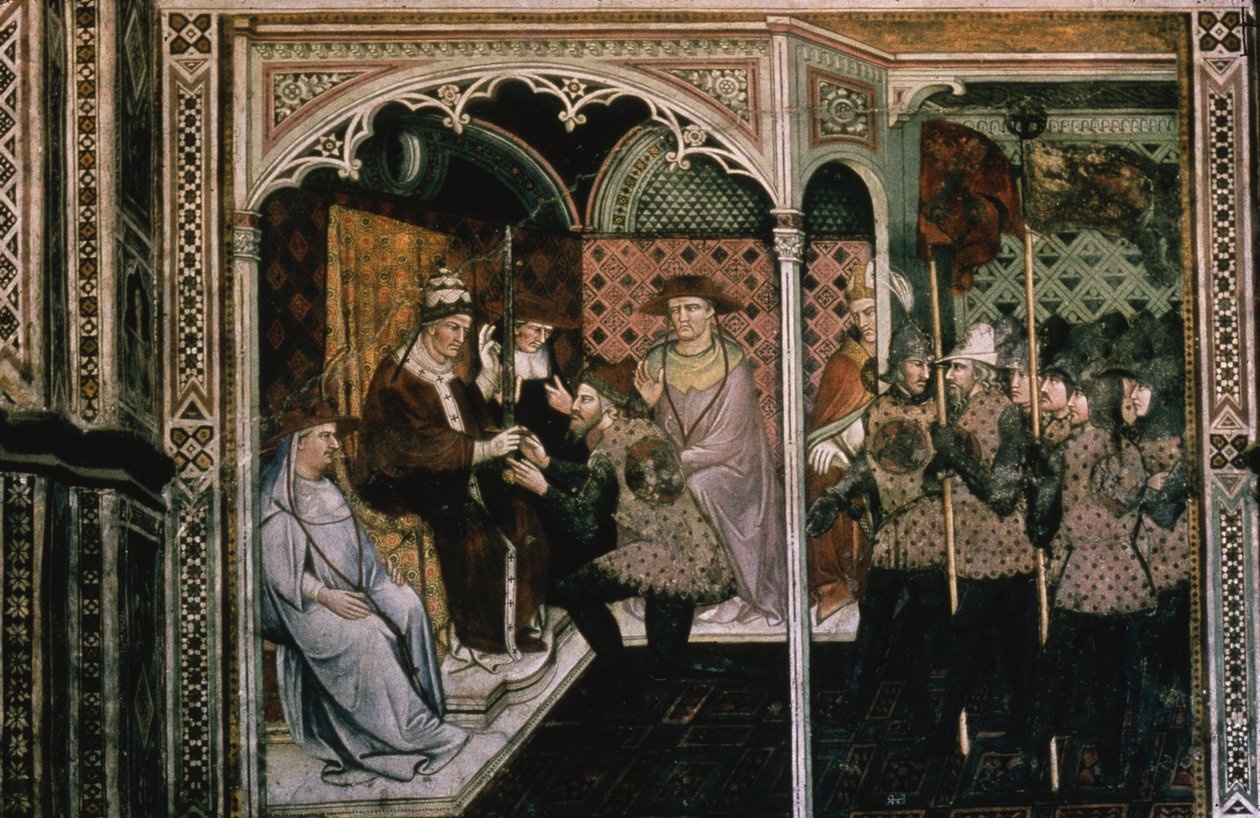 Papež a císař, kolem 1408-1410 od Aretino Luca Spinello or Spinelli