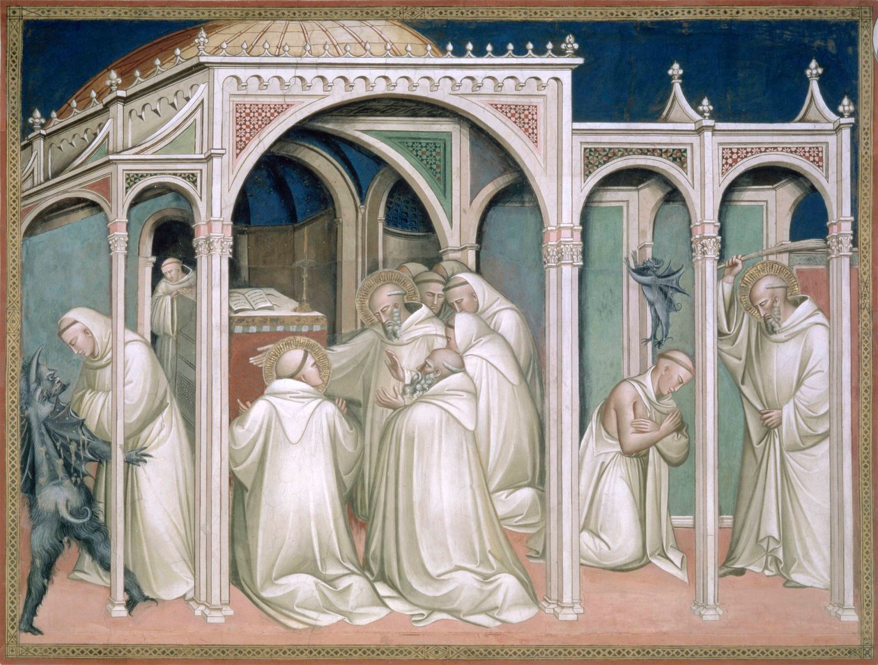 Svatý osvobozuje mnicha posedlého, detail ze života svatého Benedikta (asi 480-c.550), v sakristii, 1387 od Aretino Luca Spinello or Spinelli
