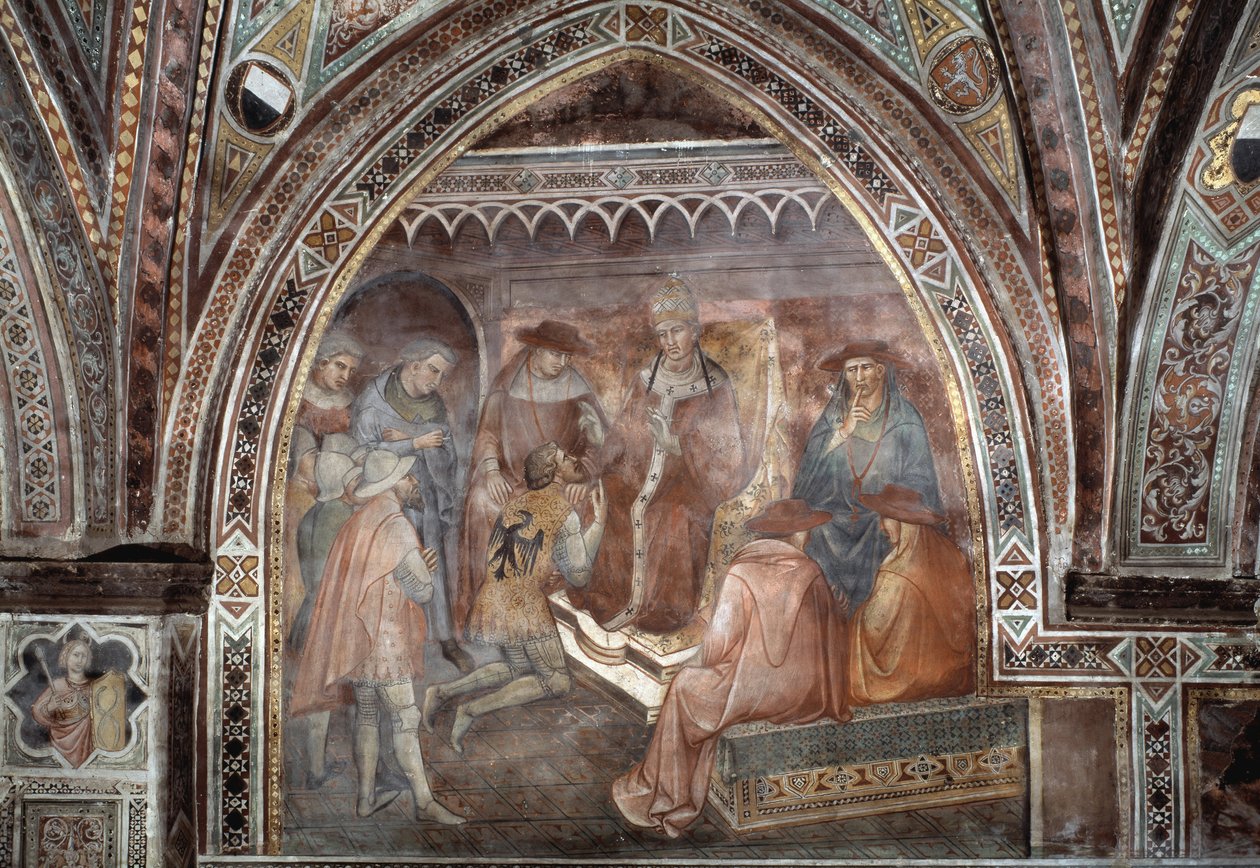 Papež Alexander III - Freska od Aretino Luca Spinello or Spinelli