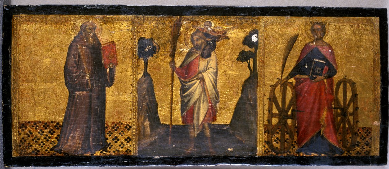 Sv. Benedikt, sv. Kryštof a sv. Kateřina, kolem 1400 (tempera na topolovém dřevě) od Aretino Luca Spinello or Spinelli