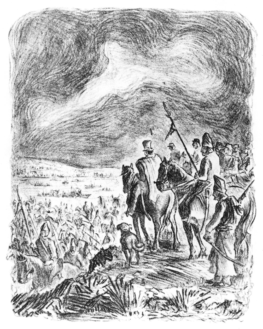 Ilustrace z filmu „Zvon ve velké armádě“ od Domingo Faustino Sarmiento (1811-88) od Argentinian School