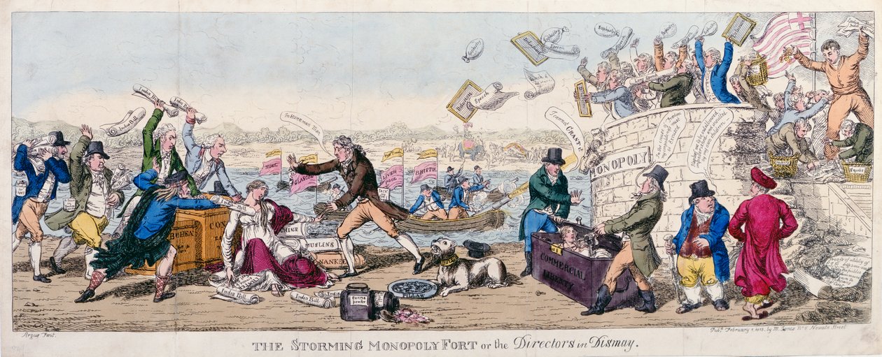 The Storming of Monopoly Fort or The Directors in Dismay, vydáno 1813 od Argus
