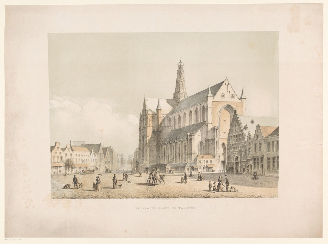 Pohled na kostel Sint-Bavo a náměstí Grote Markt v Haarlemu The Groote Markt v Haarlemu (název na objektu) od Arie Ketting de Koningh