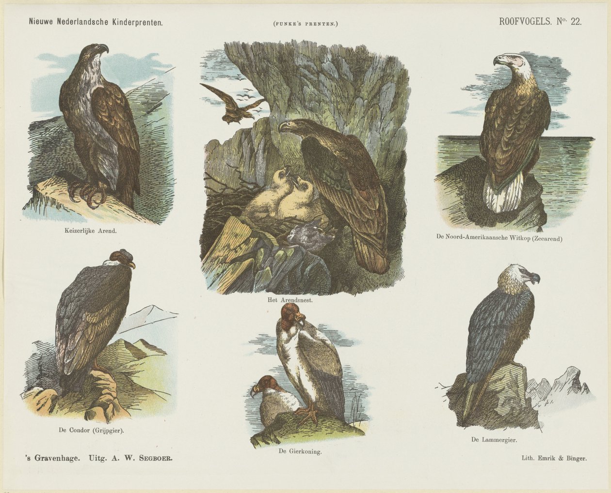 Birds of Prey (název na objektu) Nové holandské dětské tisky (název série na předmětu) Funkeho tisky (název série na objektu) od Arie Willem Segboer