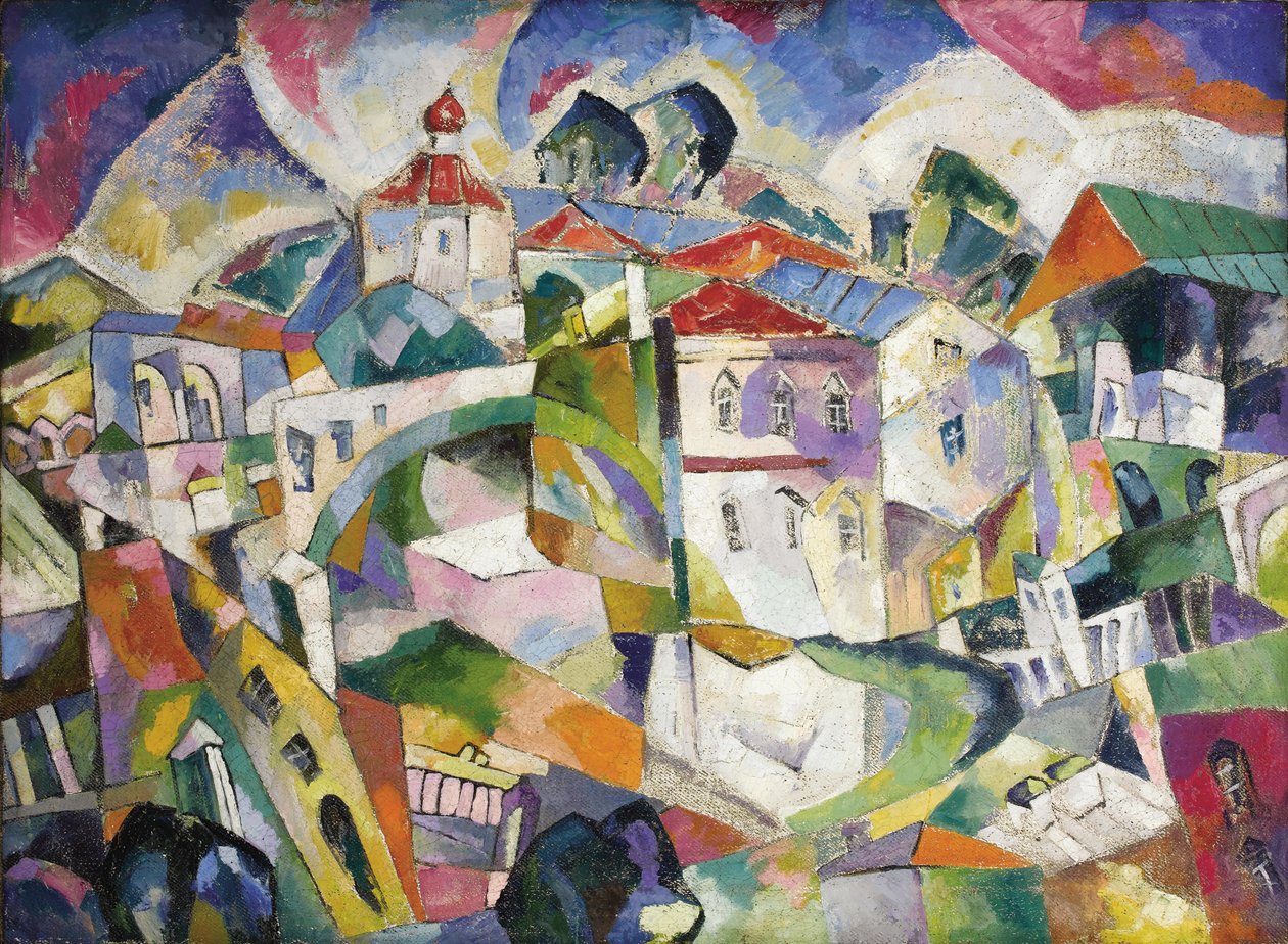Kubistická panoráma města, 1910 od Aristarkh Vasilievic Lentulov