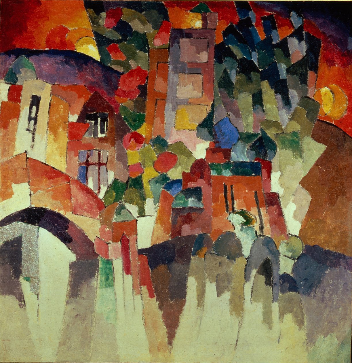 Kislovodská krajinná krajina s branami, 1913 od Aristarkh Vasilievic Lentulov