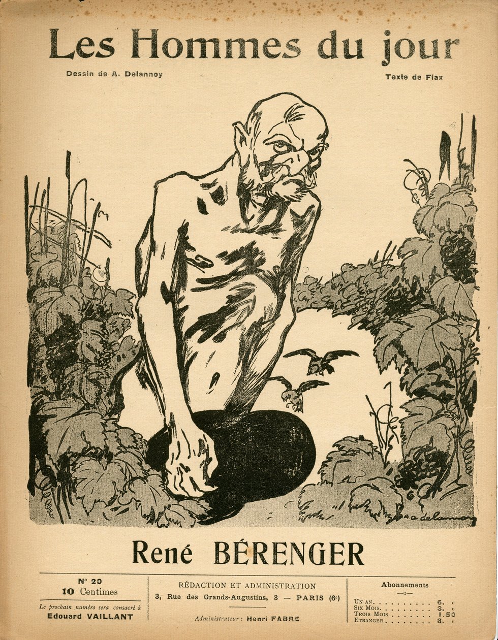 Obálka “”Muži dne”, Satirický v B&W, ca. 1909: Cenzura - Berenger Rene (1830-1915) - Ilustrace Aristide Delannoy (1874-1911) od Aristide Delannoy
